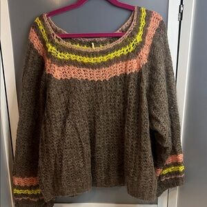 FREE PEOPLE 89% alpaca blend Reach For The Stars Wide Neck Knit Sweater S